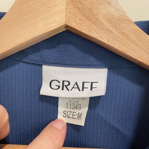 Vintage Graff Blue Zip Front Jacket Size Medium - Picture 2 of 5